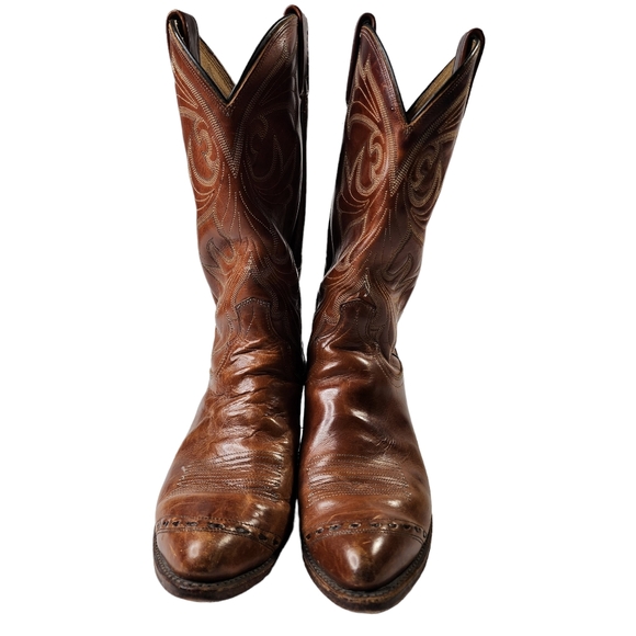 DAN POST MENS BROWN LEATHER WESTERN/COWBOY BOOTS SZ 9 D STYLE 233086/16625 - Picture 3 of 10